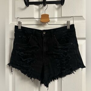 American Eagle Outfitters Black Distressed Denim Cutoff Shorts
